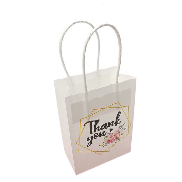 Gift Wrap 24-48pcs Portable Kraft Paper Bags with Ribbons White Thank You Gift Packaging Bag for Wedding Birthday Party Simple Candy Bags 23