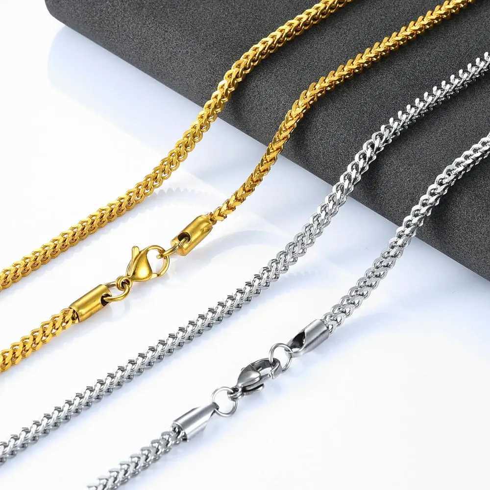 Gold-Silver Color Men Braided Necklace Chain Stainless Steel for Women Ladies Choker High Quality Jewelry Accessory GiftX240919