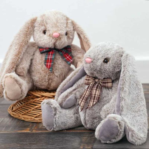 Plush Dolls 17cm Kawaii Long Ear Rabbit with Bow Tie Soft Plush Appease Toys Cute Fluffy Easter Bunny Cartoon Stuffed Animal Sleeping DollsY
