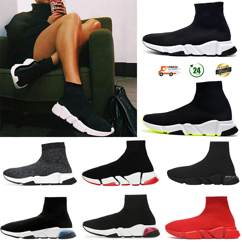 Paris Designer Sock Casual Shoes Triple-S Black White Red Knitting Women Men Platform Oversized Sole Sneakers Walking Outdoor 36-47