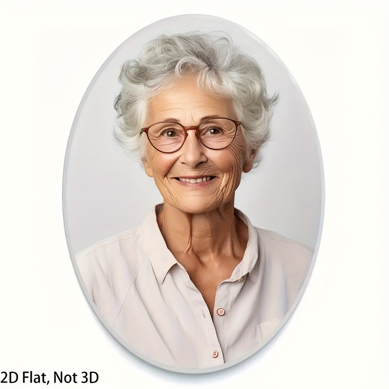 TEMU 2d Flat, 1pc Custom Photo Memorial Tombstone - White Acrylic Oval Waterproof Outdoor Plaque, 2d Flat Personalized Cemetery Marker For & Father's