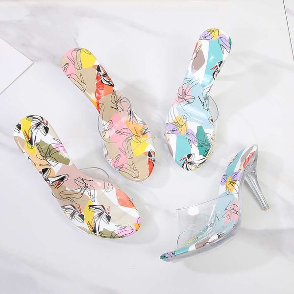 Summer Open Toed High Heels For External Wear, Elegant Color Sandals And Slippers, Crystal Transparent Large Size Sandal Goods 3 3