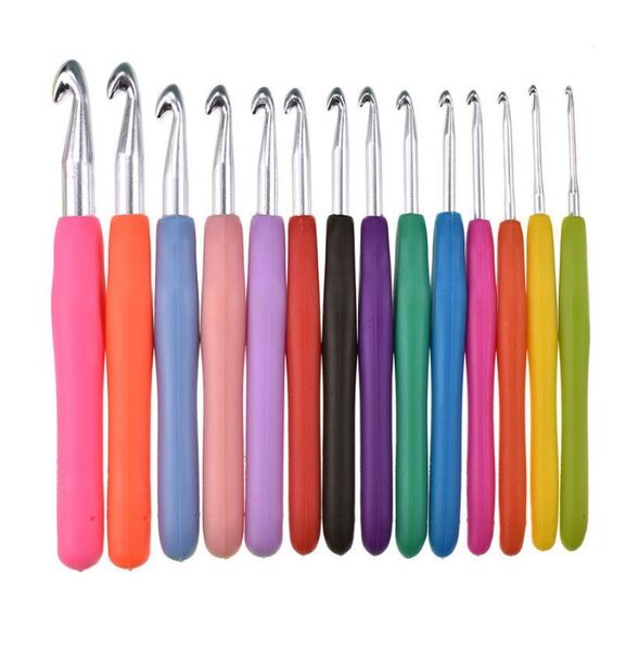 Craft Tools 14PCS-Set DIY Crochet Hooks 2mm-10mm Smooth Knitting Needles Ergonomic Soft Grip Handles for Arthritic Hands