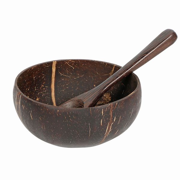 Dinnerware Bowls Coconut Shell Bowl Natural Old Coconut Shell Tableware Rice Bowl Wood Nut Fruit Salad Storage Bowl Decoration