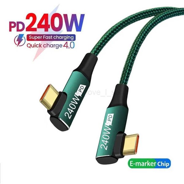 USB C Fast Charging Cable 90 Degree Type-C Data Cord PD 240W 48V 5A High-Speed EMAKER Chip for Laptop Tablet Mobile PhoneCL240719