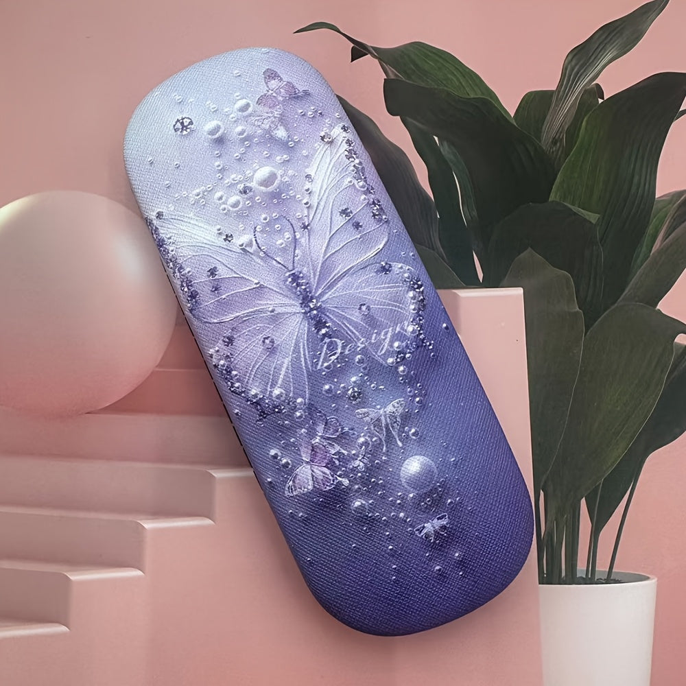 TEMU 1pc Hard Shell Glasses Case, Minimalist Portable Magnetic Closure Waterproof Eyeglasses Box, Candy-colored Artificial Leather Protective