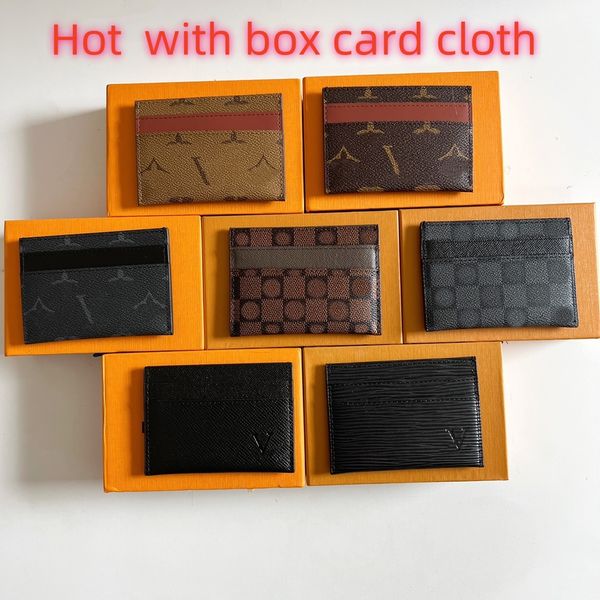 Top Luxury Designer Leather Card Holder Wallet Short Case Purse Fashion Brown Womens Men Purses Handbag Mens Key Coin Famous Clutch Mini lou