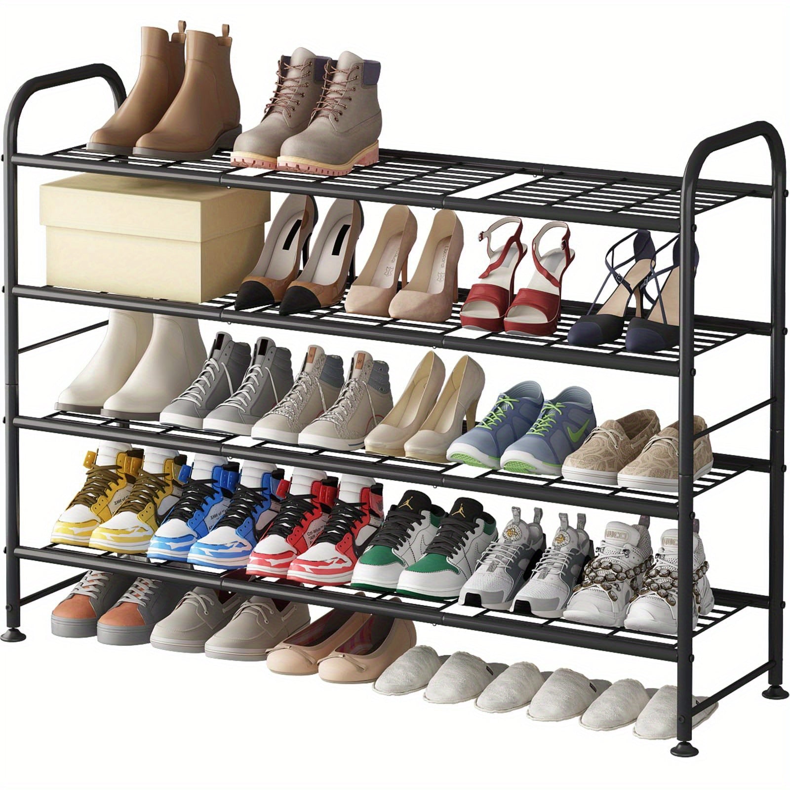TEMU 4-tier Metal Shoe Rack With Black Friday Design – Space-saving Storage For Bedroom, Entryway & Closet, & Stylish Organizer For Shoes, Bags &