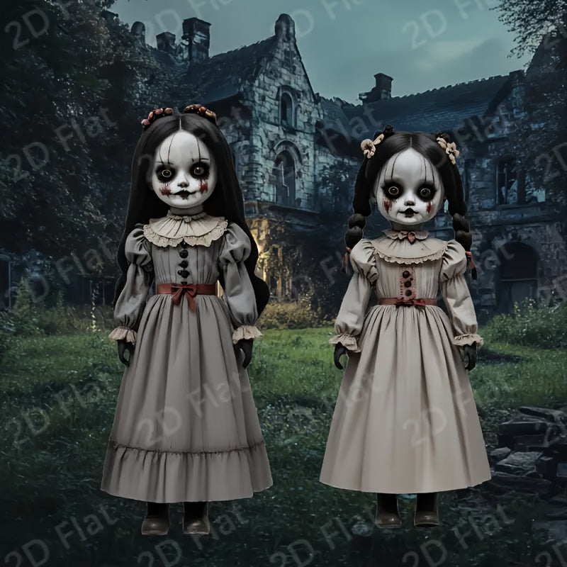 TEMU 2d Flat Halloween Yard Sign Set - 2pcs Doll-themed Outdoor Decorations For Lawn And Porch - Holiday Party Yard Signs For Trick Or Treat Pathway,