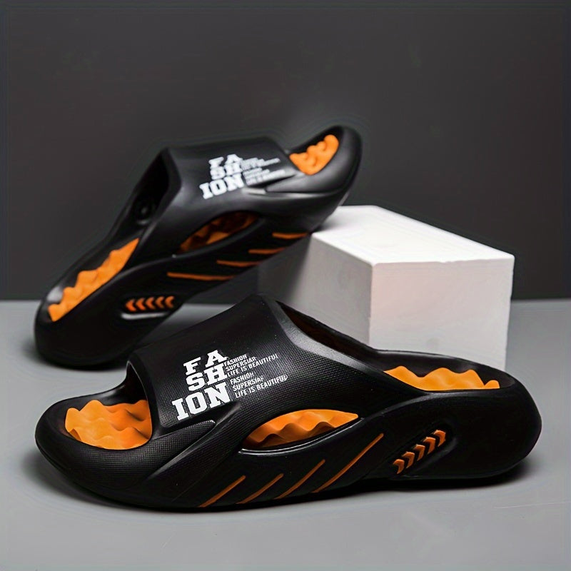 TEMU Men's Fashion Sports Slippers, Letter Toe Massage Slippers, Non-slip Breathable Men's Sports Sandals, Suitable For Spring And Summer Outdoors,