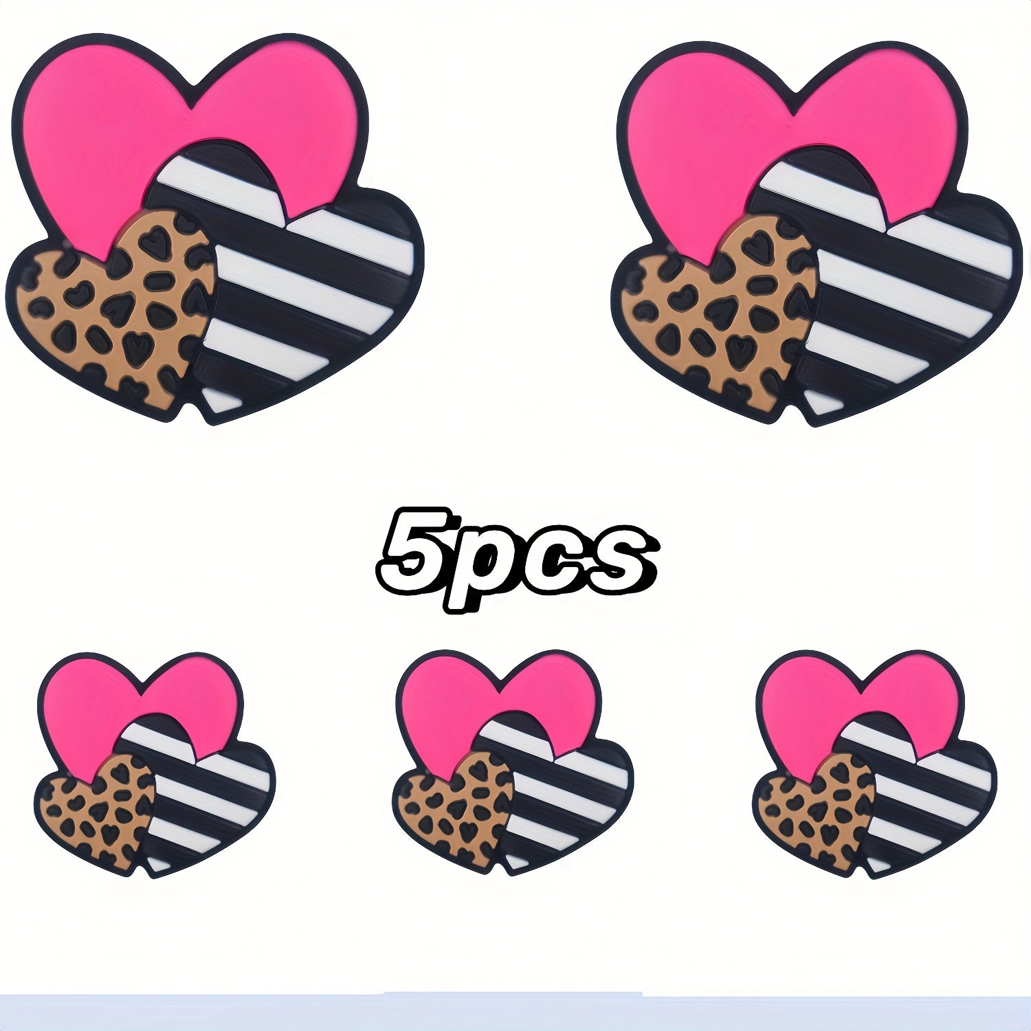 TEMU 5-9pcs Diy Silicone Beads - Chocolate & Leopard Print With Stripes, Glossy Craft Beads For Jewelry Making, Keychains, Bracelets, Phone Charms -