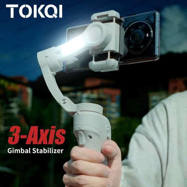 Stabilizers Universal joint stabilizer with fill light for smartphones 3axis shockabsorbing handheld universal joint with tripod folding for