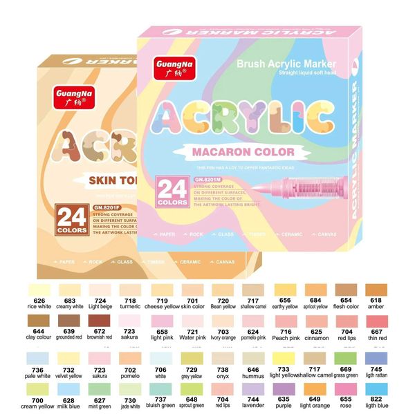 Markers 168-12 Colors Acrylic Marker Pen for Rock Painting Brush Tip Paint Markers Christmas Markers Waterproof Paint Art Supplies H241215