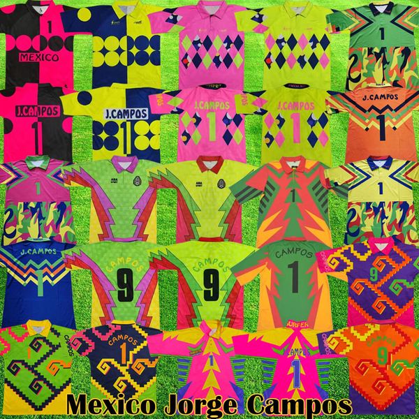 Retro Jorge Campos Soccer Jerseys El inmortal Football Shirts Campos Goalkeeper Kit Navarrete bright kits contributed goalie shirts mexico g