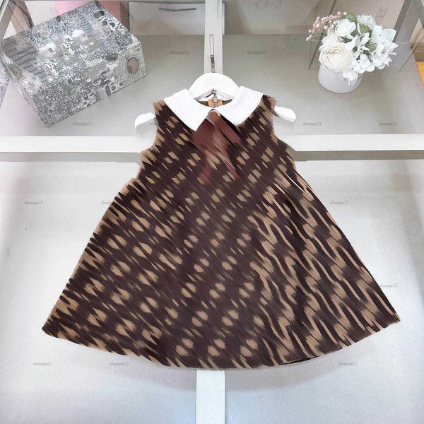 Luxury girls partydress Letter printing baby skirt Size 100-150 CM kids designer clothes Sleeveless Lapel collar Princess dress