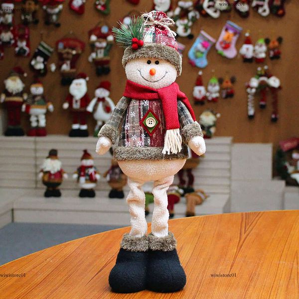 Christmas Santa Snowman-Reindeer Christmas Decoration 2024 Leg Table Mantel Decoration Plush Dolls Christmas Gifts For Kids Baby 7D0