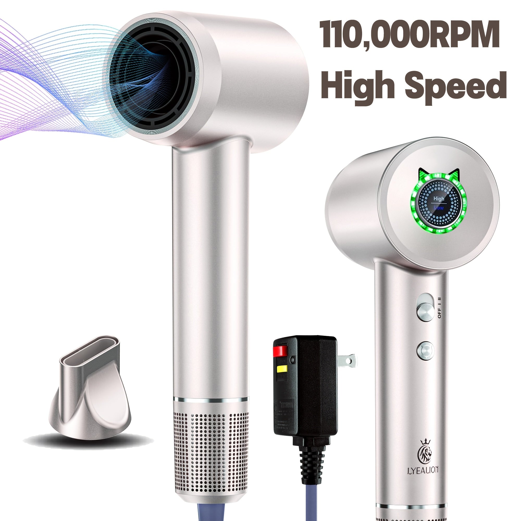 TEMU High Dryer 110, 000 Rpm Digital 1500w, Blowdryer, Hair Dryer Professional, Hair Dryers For Women, Hairdryer, Hair Styling Tools, Hair Tools,