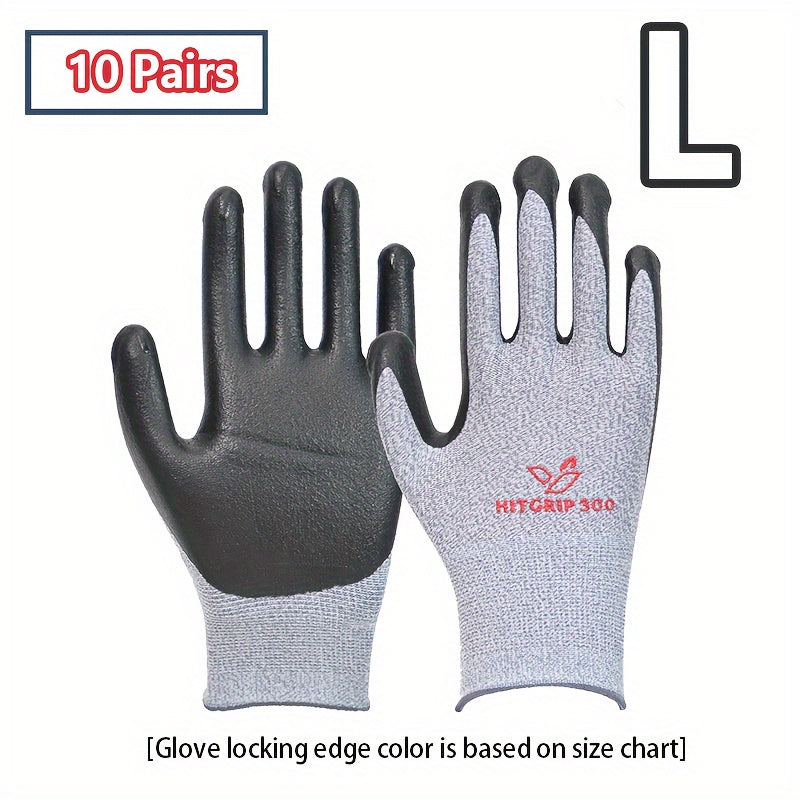 TEMU 10 Pairs Safety Work Gloves, Knitted Nylon With Nitrile Foam Coating, Slip-resistant & Wear-resistant Touchscreen, For , & Grip, Suitable For