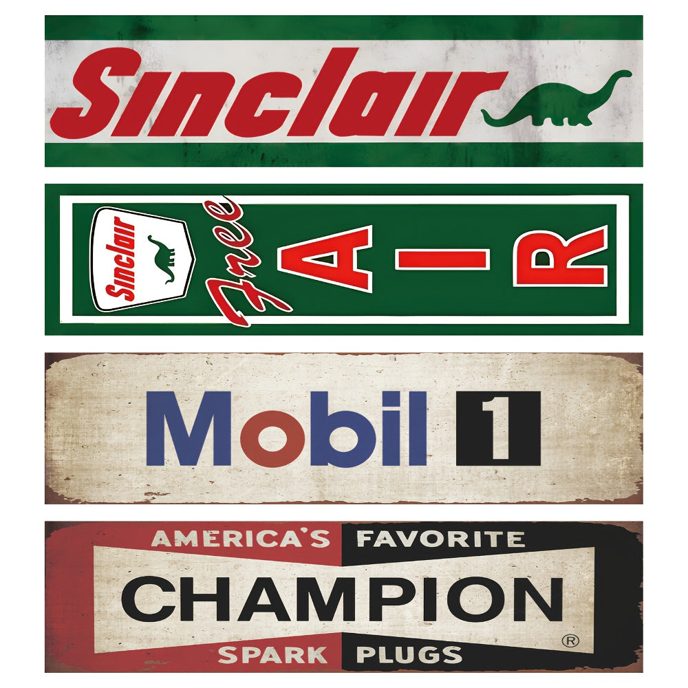TEMU 4pcs Oil Vintage Tin Signs Poster Metal Sign Decorative Plaque For Garage Gas Station For Man Bar Wall Decor 4x16inch (40x10cm)