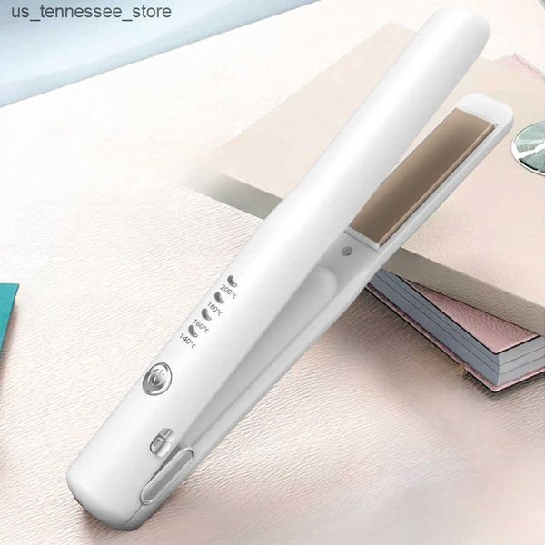 Hair Curlers Straighteners USB Cable Mini Portable Hair Straightener for Straight and Curling Dual-Use Curling Irons for Students Pink J2411