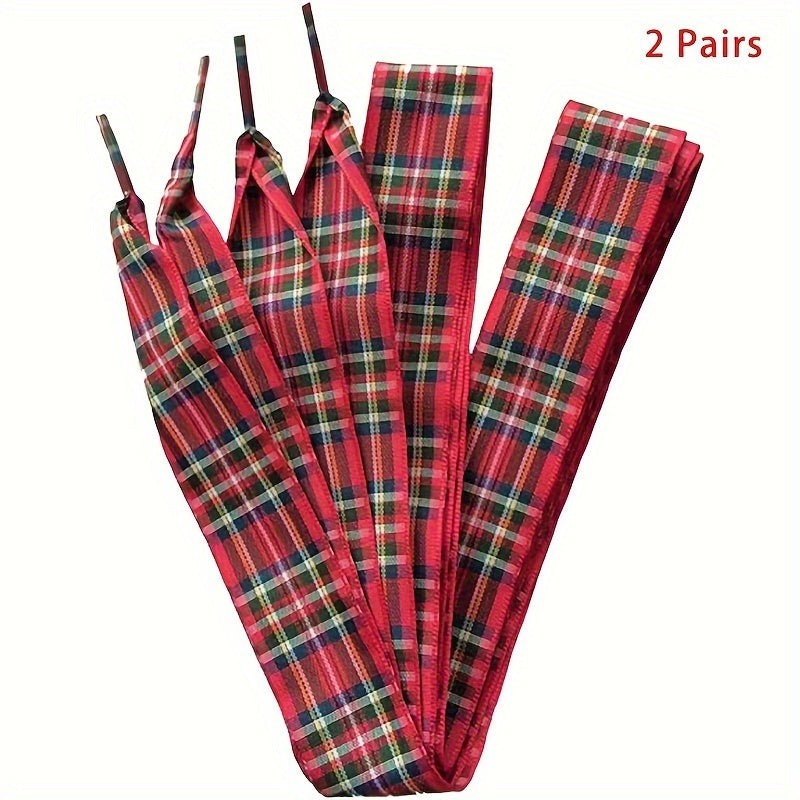 TEMU 1-inch Wide Satin Ribbon Shoelaces - Colorful Flat Laces For Women & Girls, Checkered Pattern, Sneakers & Sports Shoes, 47 Inches Long