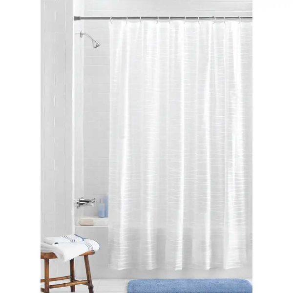 Waterproof oasis striped PEVA lightweight shower curtain and 12 hook frosted 100% PEVA shower cover waterproof chlorine free W240808