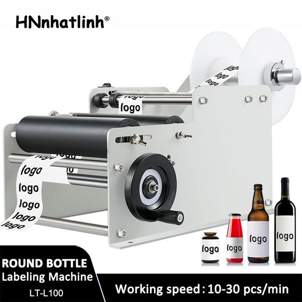 Simple Manual Beer Cans Water Wine Glass Adhesive Sticker Labeler Applicator Mini Plastic Round Bottle Iabeling Machine LT-L100