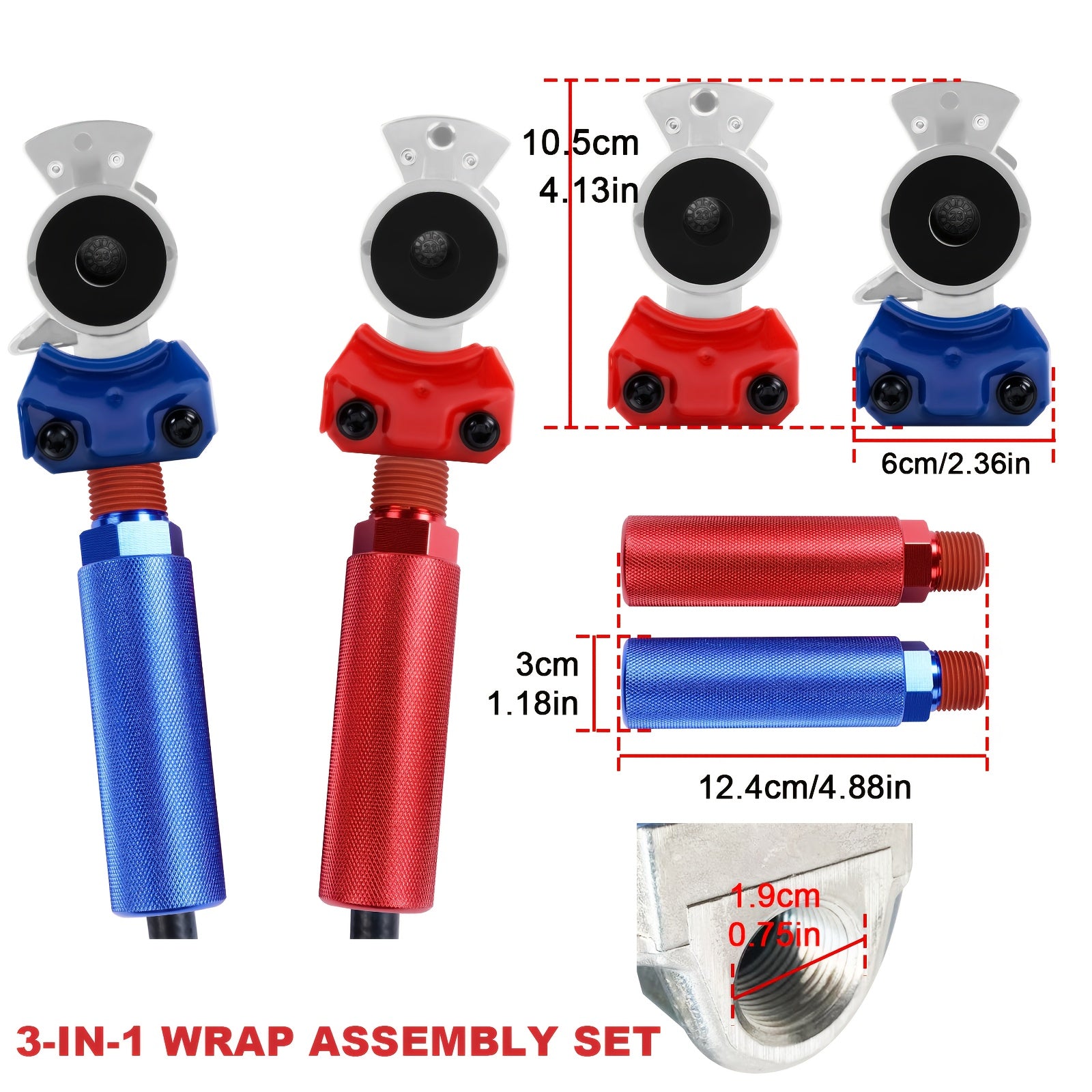 TEMU 12ft 3 In 1 Abs & Air Hose Kit Airline Air Hose With Glad Hands Wrap 7 Way Electrical Cable With Handle Grips & Gladhands For Semi Truck Trailer