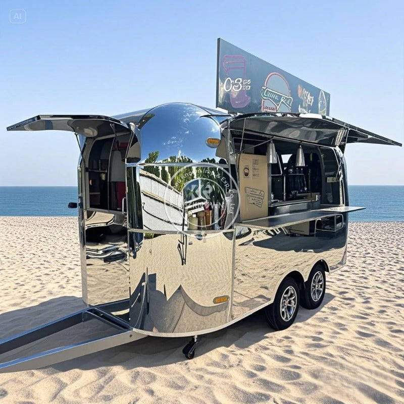 Custom Mobile Fast Food Truck Commercial Catering Coffee Trailer Bar BBQ Food Trailers with Full Kitchen Equipments