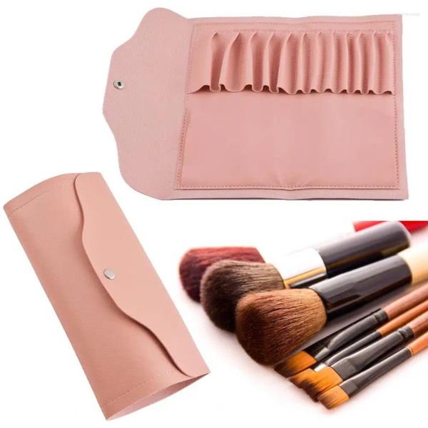 Makeup Brushes Cosmetic Bag Waterproof Reusable Portable Woman Beauty Accessory Faux Leather 12 Pouch For Outdoor