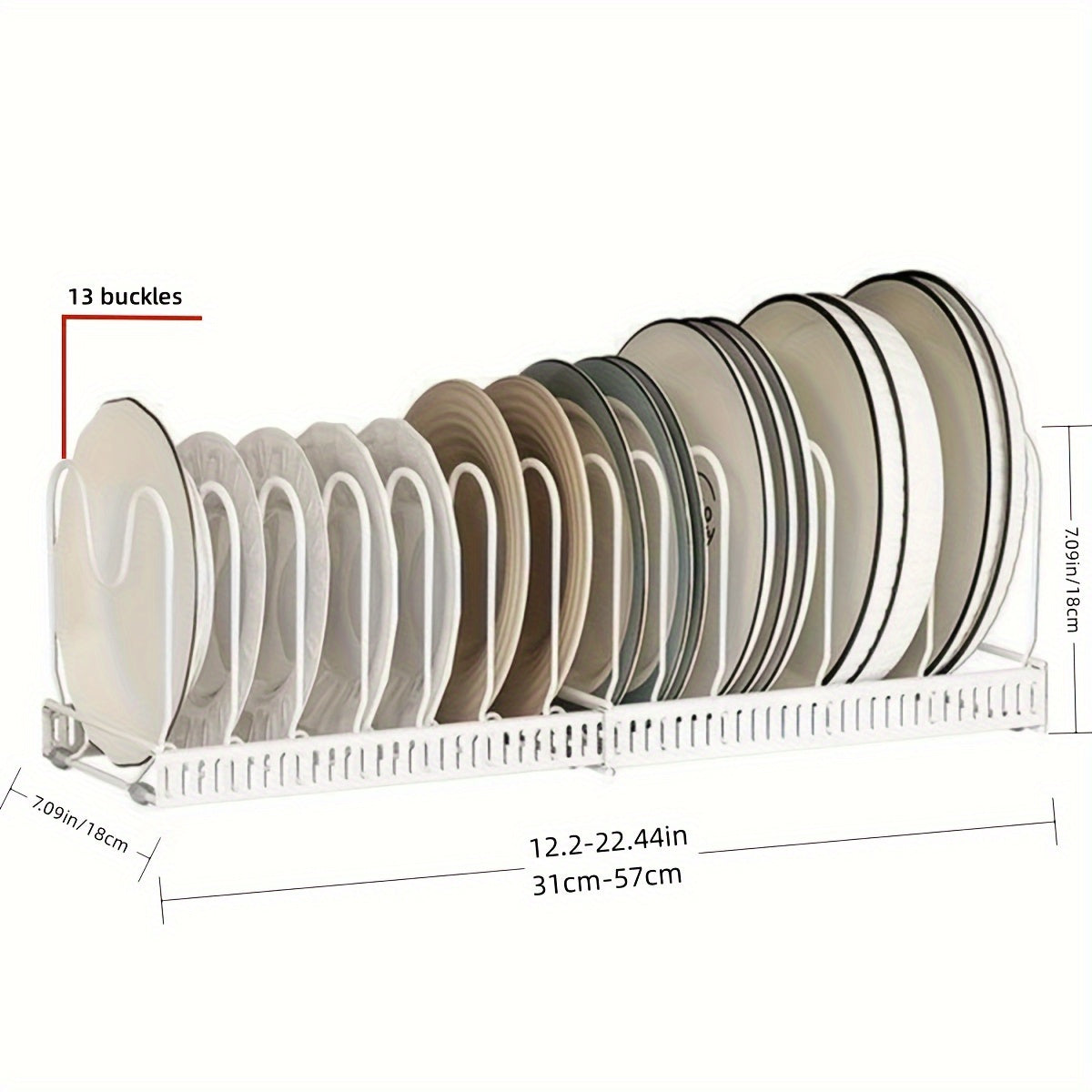 TEMU Upgraded Expandable Pot And Pan Organizer Rack For Kitchen Cabinet - Adjustable 13-slot Lid & Cookware Storage, Space Saving Durable Cabinet