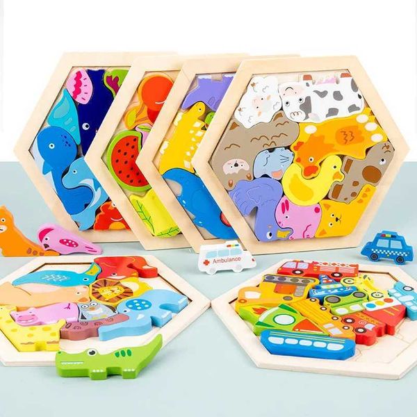 Wooden Puzzles for Toddlers Baby Age 2 3 4 Year Old Learning Color Perception Stacking Wood Blocks Boy and Girl Birthday Gifts LX241024
