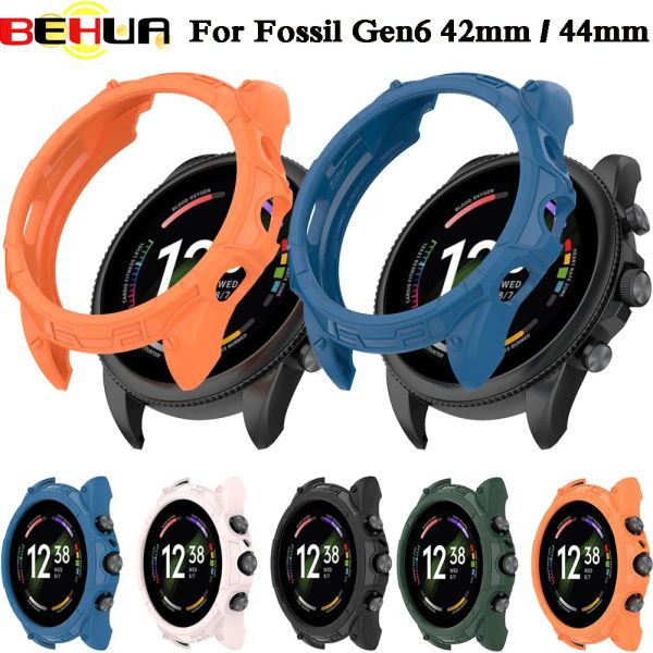 BEHUA TPU Screen Protective Case For Fossil Gen 6 42mm-44mm SmartWatch Cover For Gen6 Scratched Resistant Protector Bumper Shell