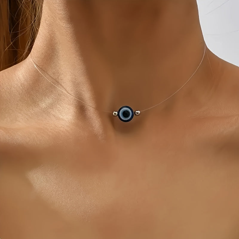 TEMU Eye Necklace - Exquisite Minimalist Resin Pendant Jewelry For Women, Fashionable , Statement Accessory For Casual Attire, Perfect Gift Idea
