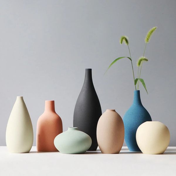 Matte Ceramic Vase | Morandi Modern Decorative Pottery Minimal Table Decoration 240508