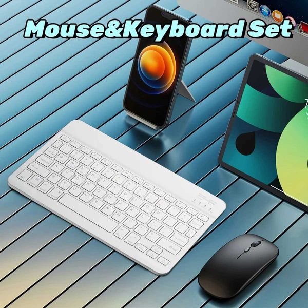 Keyboards Wireless Keyboard Mouse Set Bluetooth-Compatible Keyboard Mouse Set Rechargeable Keyboard For iOS Android Windows iPad PC Laptop z