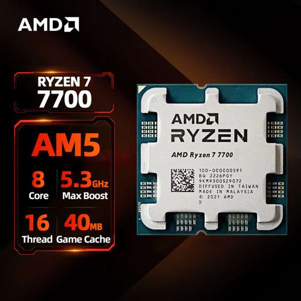 AMD Ryzen 7 7700 R7 7700 CPU Processor Brand New 5.3GHz 65W 8-Core 5NM Socket AM5 Without Cooler Integrated Chips New