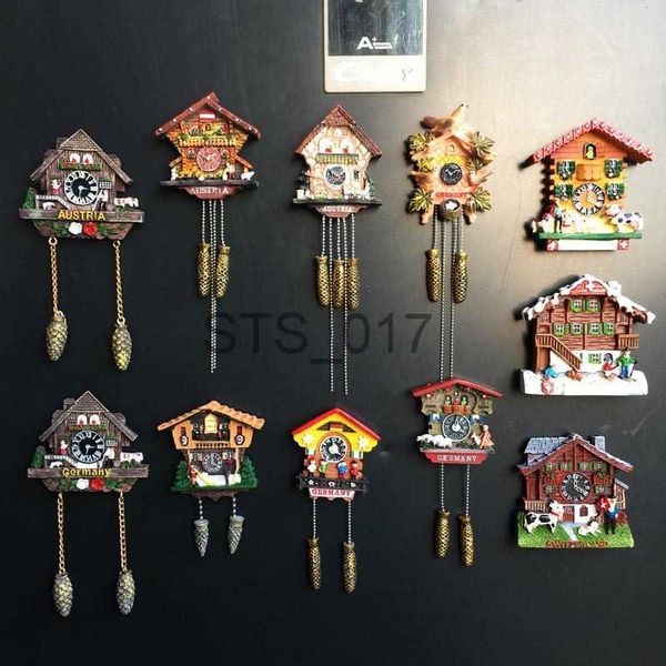 Fridge Magnets 3D Handmade Painted Fridge Magnets Germany Austria Switzerland Travel Souvenir Gift Cuckoo Clock For Refrigerator Decor Stick