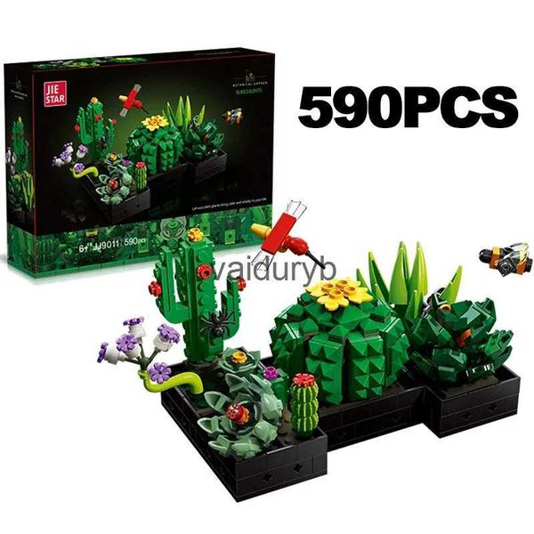 Bloc 590PCS Creative Adsorption Plants Potted Building Cactus Hummingbird Model Assembly Toy Children and Adult Gifts H240527