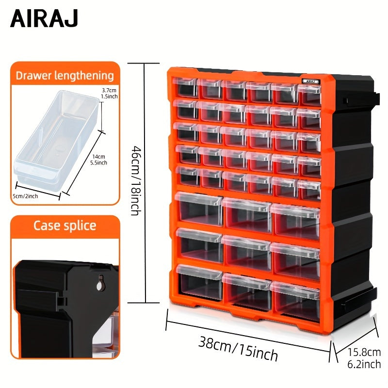 TEMU Airaj 39-drawer Plastic Small Parts Organizer - Desktop Or Wall Storage Drawers For Organizing Hardware, Crafts, Garage, Or Classroom (orange)