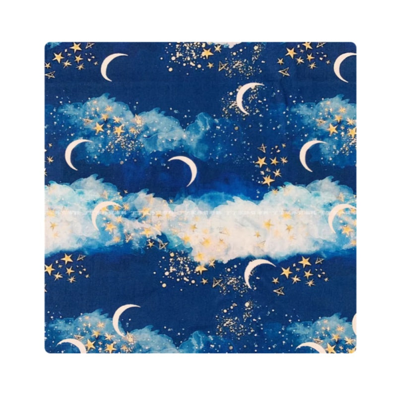 Starry Cloud Print 100% Cotton Plain Fabric For Dress Material, Ideal for Dolls&#039; Books, School Supplies, and Notebooks, T80