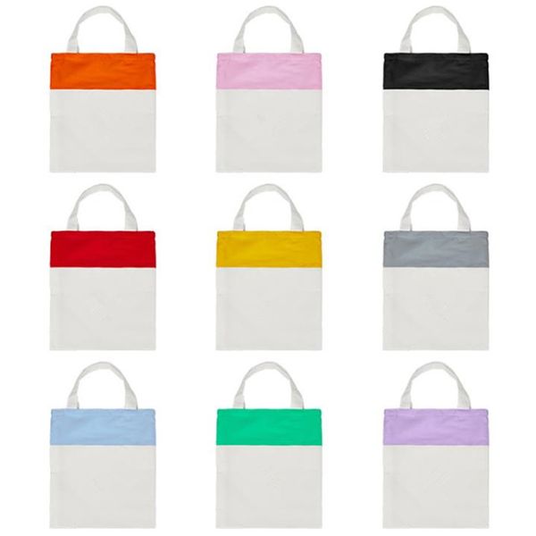 Reusable Sublimation Blanks Halloween Candy Bags Canvas Tote Bag Cosmetic Makeup Grocery Shopping Bag Storage Pouch DIY Heat Transfer Handba