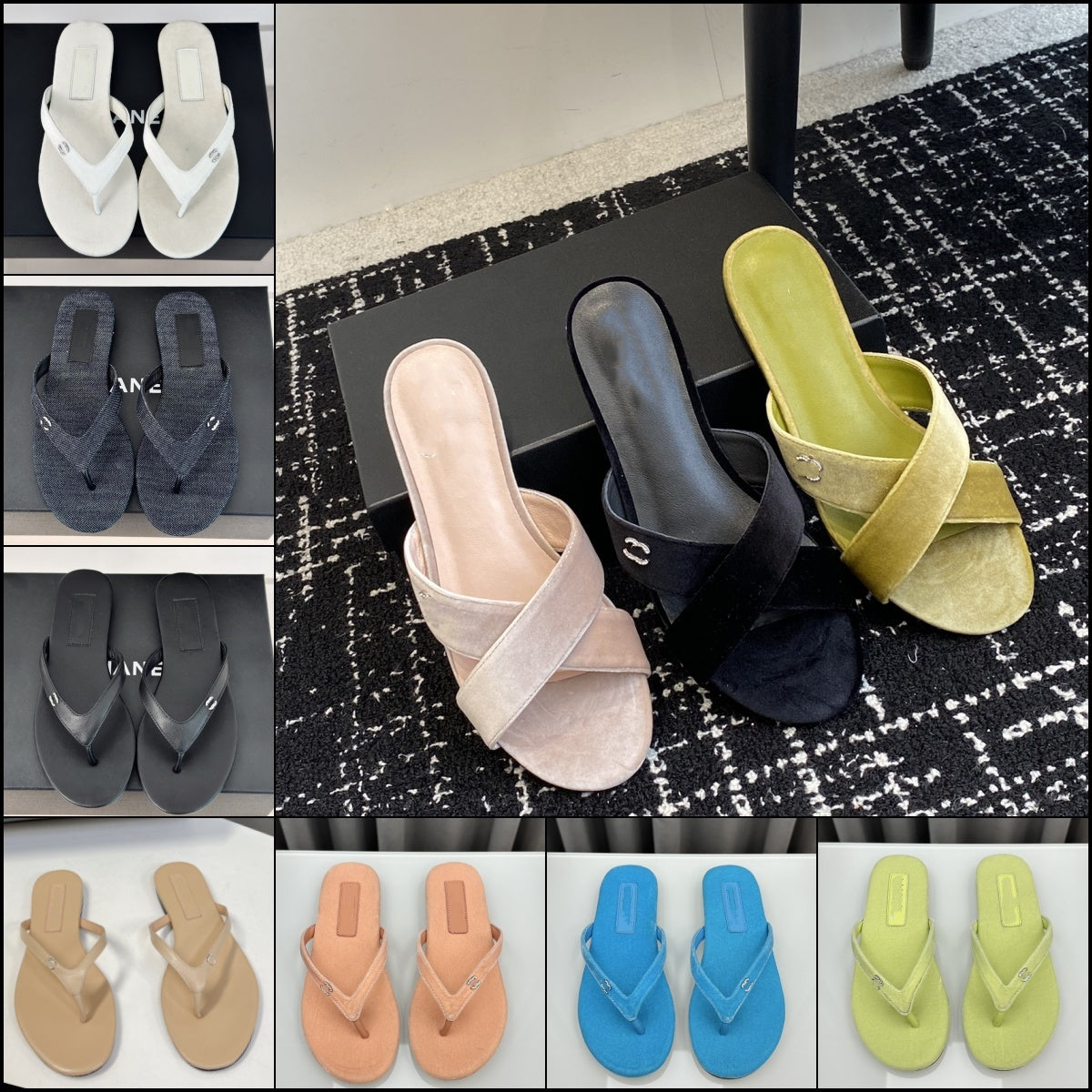 New Fashion Shoes Womens Candy Colors Leather Sandals Fashion Designer Beach Slippers