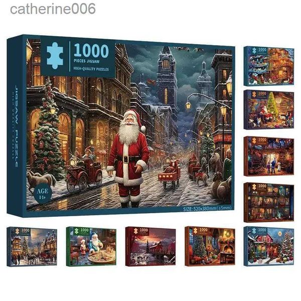 Puzzles 1000 Pieces Christmas Theme Jigsaw Puzzle Exquisite Decorative Christmas Puzzle Gift Box Anti Fade Cardboard Jigsaw Xmas GiftsL23102