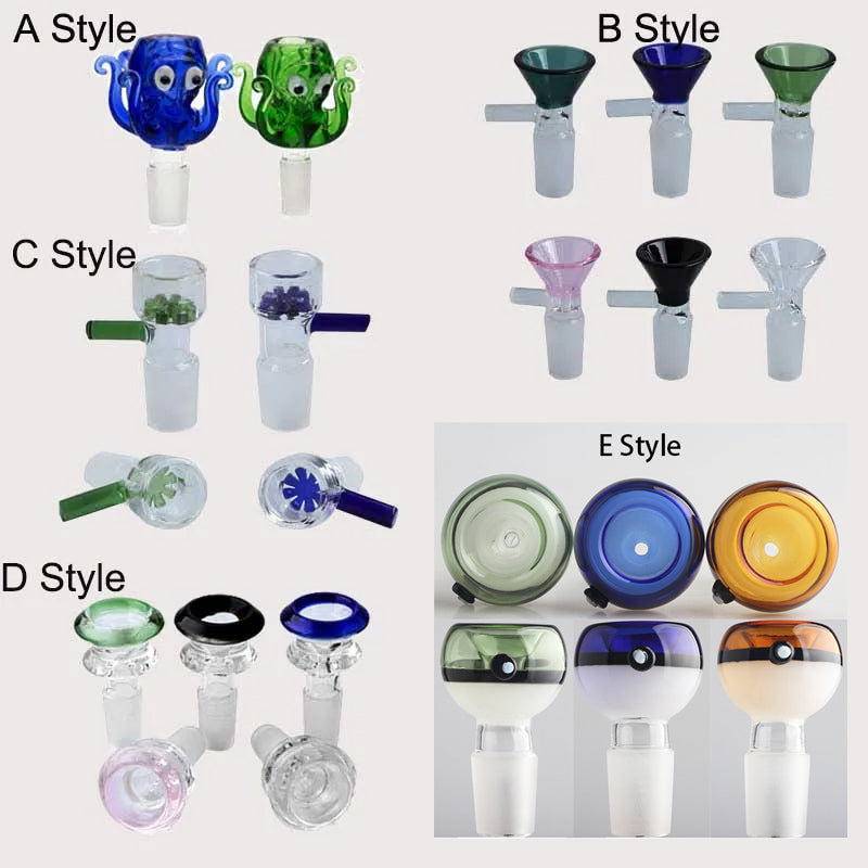 Hookah Accessories 5 Styles Glass Smoking Bowls 14mm 18mm Male Joint For Water Bongs Pipes Oil Rigs