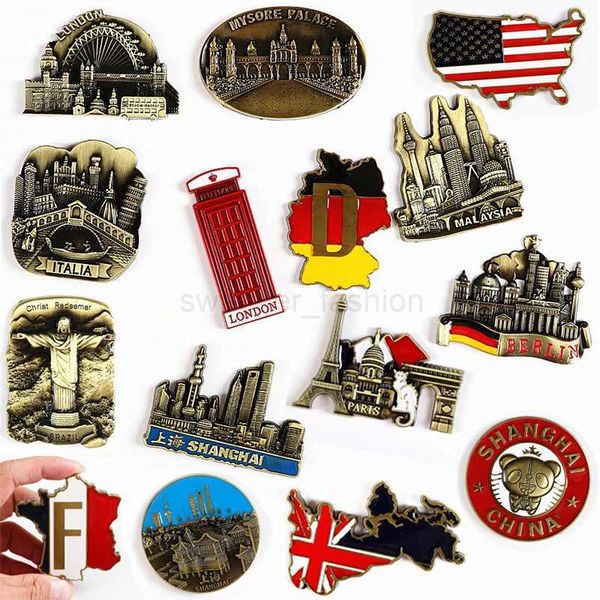 Fridge Magnet Decor Souvenir France United Kingdom Germany United States New York India Metal Magnetic Refrigerator StickerXJ240809