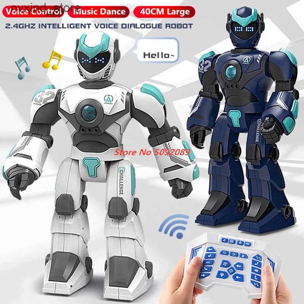 Electronics Robots 40CM Large Smart Voice RC Robot Gesture Induction Programming Machine Music Dancing Remote Control Robot Kid Pet Friend G