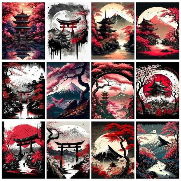 RUOPOTY Painting By Numbers Kit With Frame Ink landscape Painting Paint Wall Art Painting Home DecorXJ240803