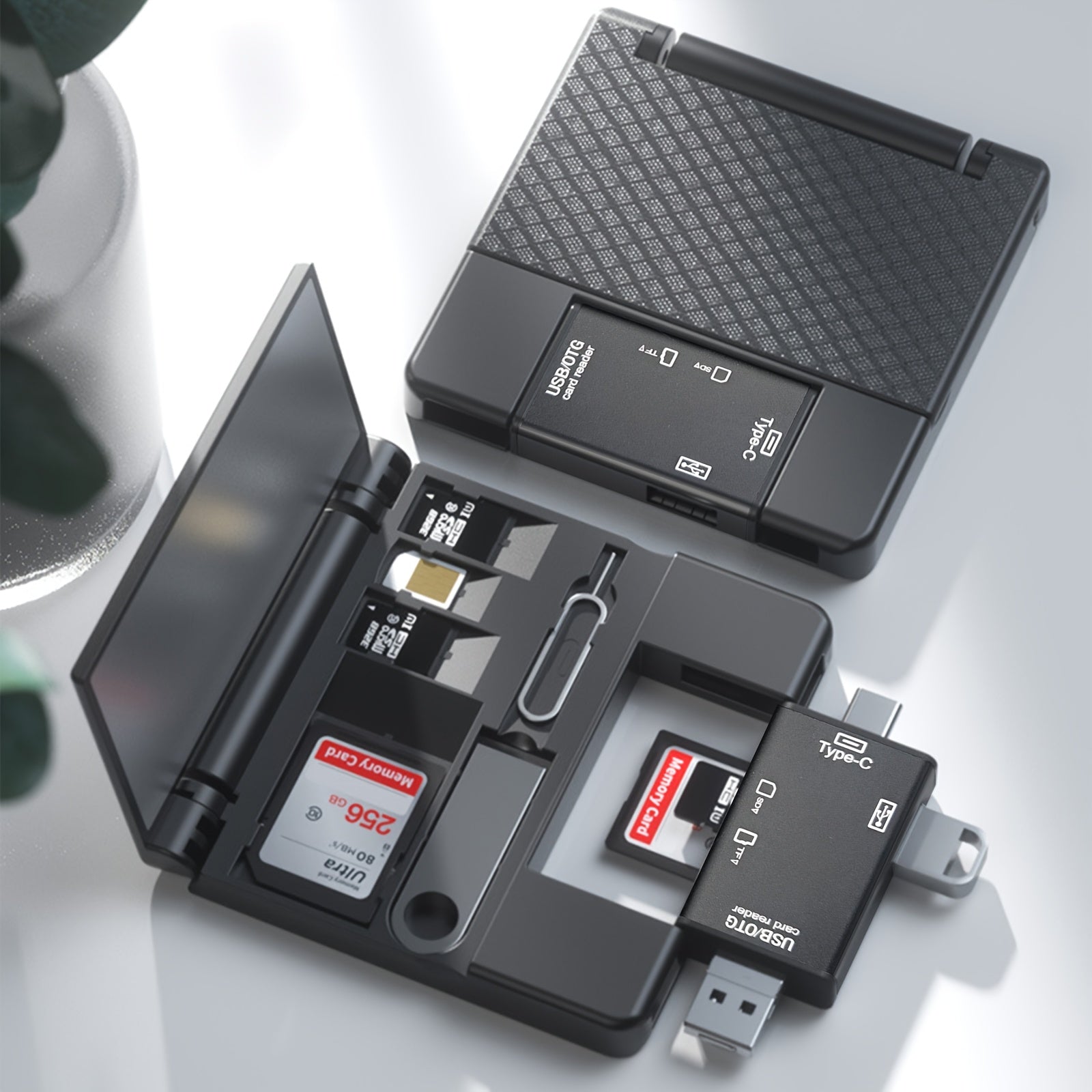 TEMU 7-in-1 Multi-functional Otg Card Reader, With Dual Slots, Usb Type-c And Usb 2.0, Can Transfer Data Quickly, Compatible With Digital Cameras,