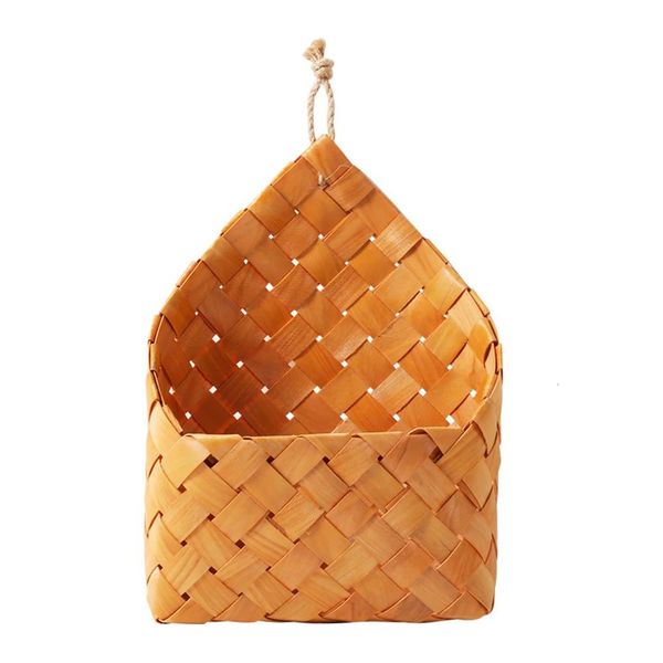Flowerpot Wall Decoration Storage Basket Natural Cedar Sheet Woven Hanging #BW 250102